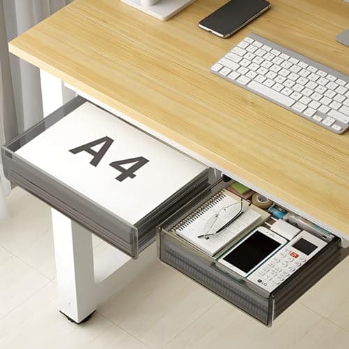 SVNNELP Under Desk Table Drawer Storage Organizer,2 Pack Large & Medium Slide Out Desk Drawers - Hidden Desktop Organizer,Attachable Pencil Storage Tray Under Table(ML)