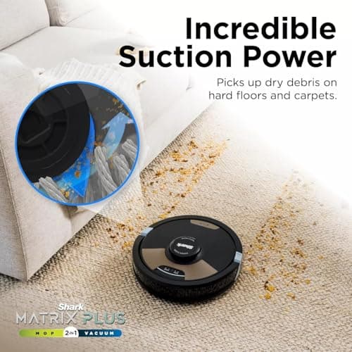 Shark Matrix Plus 2-in-1 Robot Vacuum & Sonic Mop, Home Mapping, HEPA Bagless Self Empty Base with 30-Day Capacity, CleanEdge, for Pet Hair, WiFi, UR2650WS (Renewed) 8