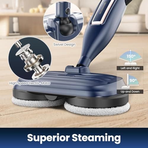 DEVOAC VM6 Scrubbing Steam Mop with Rotating Mop Pads, 10 in 1 Steam Mop, Lightweight Spin Mop & 3 Steam Modes for Hard Floor Laminate Marble Floors 8