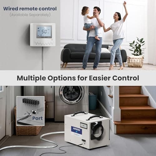 BaseAire Crawlspace Dehumidifier,113 Pints Commercial Dehumidifiers with Drain Hose for Whole House Basement, Industry, Compact, Auto Defrost, Memory Starting, Up to 1200 Sq Ft 5