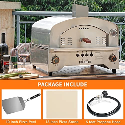 BIG HORN OUTDOORS Gas Pizza Oven, Portable Propane Pizza Oven with 13 inch Pizza Stone, Stainless Steel Pizza Maker for Outdoor Cooking 5