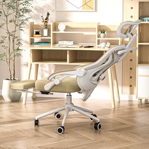 Ergonomic Office Chair with Footrest - Adjustable Lumbar Support & Headrest, 90-160° Reclining Mesh Back Computer Chair - Home Office/Gaming, 350lbs Capacity (SGS Certified)