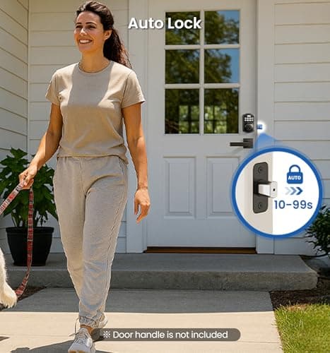 Veise KS02A Fingerprint Keyless Entry Door Lock, Auto Lock, Electronic Keypad Deadbolt for Front Door, Biometric, Anti-Peeping Password, Easy Install, Matte Black 7