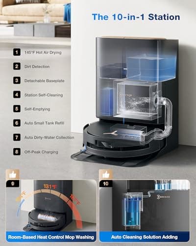 ECOVACS DEEBOT X9 PRO Omni Robot Vacuum and Mop, 16,600Pa Suction, OZMO Roller Self-Washing Mop, ZeroTangle 3.0, Triple Lift System, AI Navigation, Hands-Free Station 7