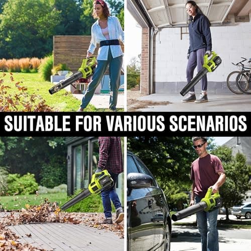 EWORK Leaf Blower Cordless with Battery and Charger, 21V-550CFM High Power, Lightweight Handheld Electric Blower, Powerful Blower for Lawn Care, Patio, Leaves & Dust, Green 5