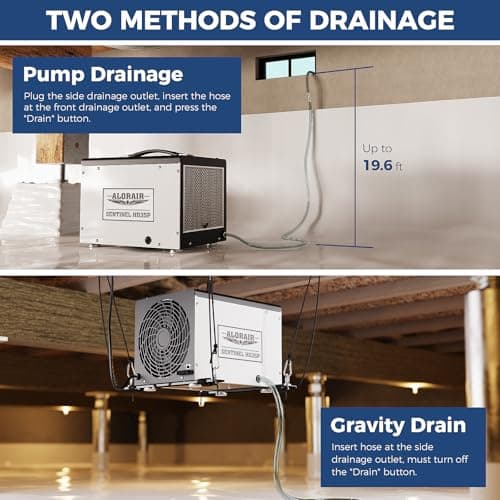 ALORAIR Crawl Space/Basement Dehumidifier 70 Pint with Pump, Automatic Defrost, Up to 1000 Sq Ft Commercial Dehumidifier, Memory Start, cETL Listed 6