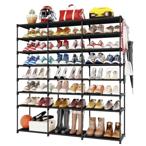 Kitsure Shoe Rack - 10-Tier Shoe Organizer with Handles & Non-Slip Feet, Rust-Resistant Metal Shoe Rack for Closet, Entryway, Bedroom, Living Room, 53.0" Wide - 10 Tiers, White