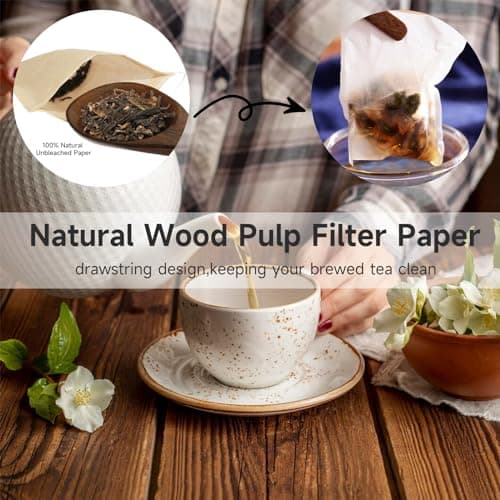 Gokyvei 200Pcs Tea Filter Bags, Disposable Tea Filter Bags for Loose Leaf Tea from Safe Natural Materials, Empty Tea Bags Suitable for Loose-Leaf Tea, Coffee, Spices, Herbs (3.54 x 2.75 inch) 7