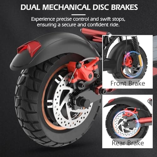 A1 Electric Scooter Adults, 1000W Peak Motor, Up to 25 Miles Range / 28MPH, 10" Offroad Pneumatic Tire, Dual Suspension Electric Scooter, 360 ° Light Systems, Portable Folding Commuting 8