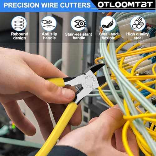 OTLOOMTBT 6-In and 5-In 2 PCS Ultra Sharp Compact Wire Cutters with Long Flat Nose Pliers Ideal for Cutting Crafts, Flowers, Plastics, Appliances and Any Clean Cutting Needs Powerful Wire Cutter 7