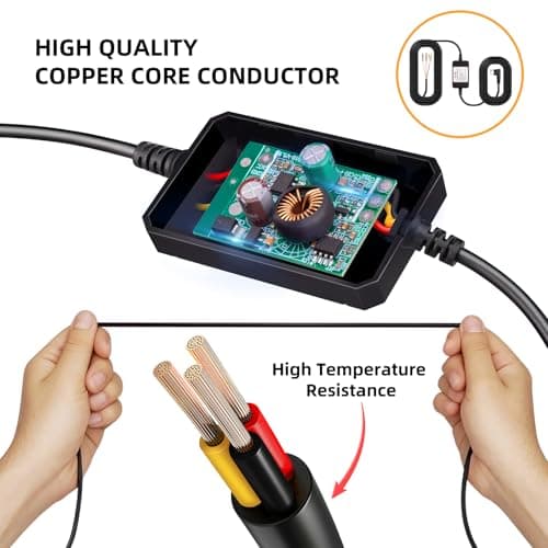 VNV Type-C Dash Cam Hardwire Kit with 8 Fuse Taps | 24/7 Parking Mode | Auto Low Voltage Cutoff (11.6V/23.2V) | 4-Size Fuse Adapters | Universal Fit for All Vehicles 7