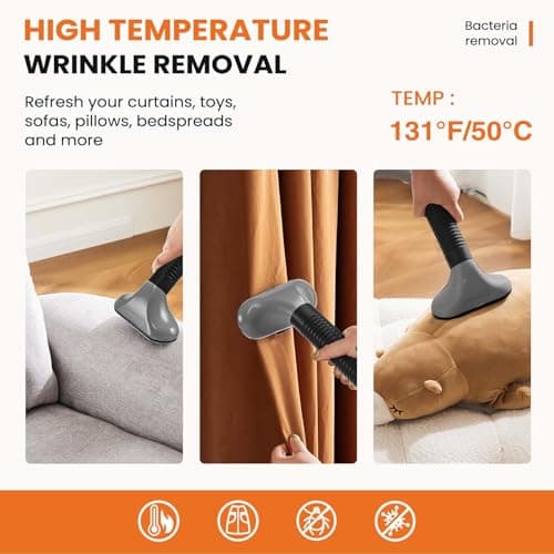 Sweetcrispy Standing Garment Steamer, 1500W Powerful Steamer for Clothes with Roll Wheels, 1.7L Water Tank for 55 Min Continuous Steaming, Professional Wrinkle Remover Heats in 45 Seconds 9