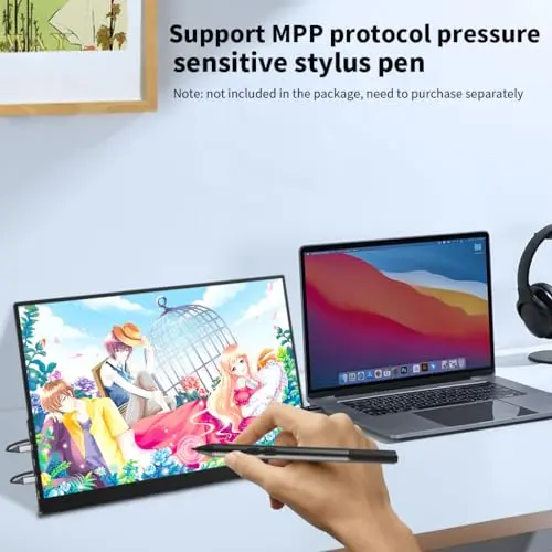 16 inch 4k OLED Touchscreen Portable Monitor, 3840 x 2400 100% P3 Portable Display MPP Stylus Pen Compatibility 1MS Eye Care PC Monitor for Laptop,Mac NUC Mini PC,VESA & Integrated Stand 5