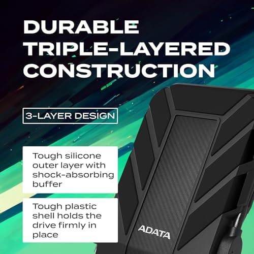 ADATA HD710 Pro - 2 TB External Hard Drive - Shockproof, Waterproof & Dustproof - Durable Storage - For Gamers, Students & Professionals - Mac, PC & Linux Compatible - Black - AHD710P-2TU31-CBK 8