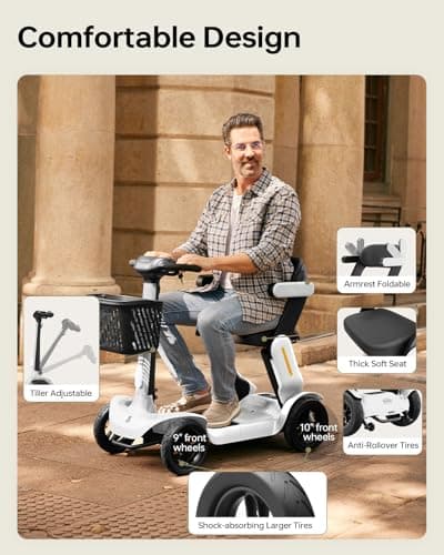 Mobility Scooter for Adult, 25 Miles Endurance Lightweight Mobility Scooter, Folding Mobility Scooters for Adult, Powered Mobility Scooter All Terrain Motorized Scooter Collapsible 5