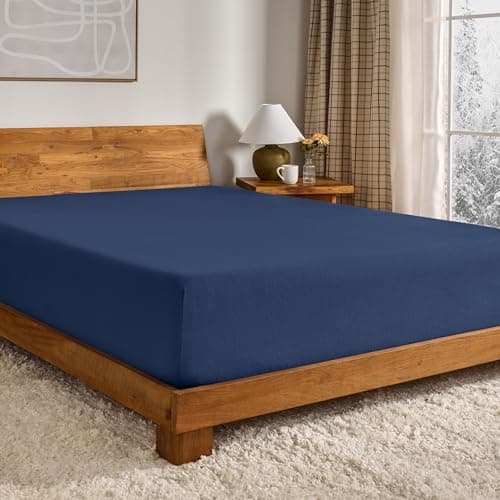 2 Fitted Bottom Sheets 100% Cotton Velvet Flannel (2-Pack) - Extra Soft Heavweight - Double Brushed Flannel - Deep Pocket (Twin XL, Dark Blue)
