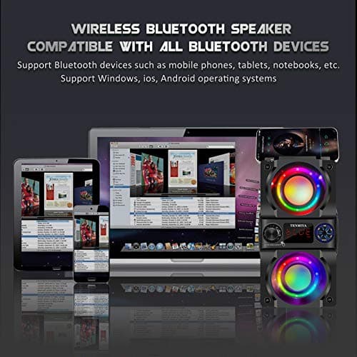 Bluetooth Speaker, 40W (60W Peak) Portable Wireless Speaker with Colorful Lights, Double Subwoofer Heavy Bass, FM Radio, MP3 Player, Bluetooth 5.0, Loud Stereo speakers for Home Outdoor Party Camping 5