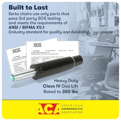 Serta Baxter Big and Tall Smart Layers Executive Office Chair with ComfortCoils, Ergonomic Computer Chair with Layered Body Pillows, Black & Gray Bonded Leather 6