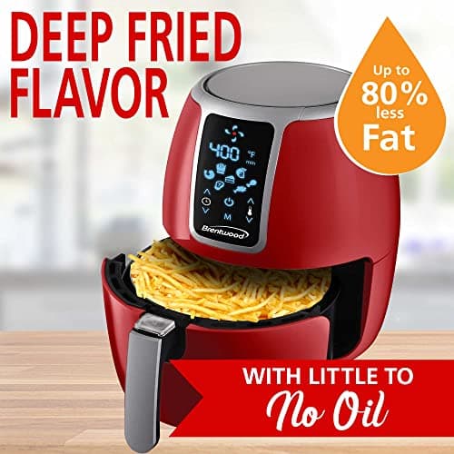 Brentwood Large Electric Digital Air Fryer, Timer & Temp. Control (4-Quart, Red) 6