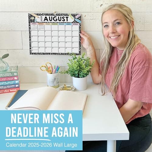 Hadley Designs Wall Calendar 2025-2026 – 18-Month Hanging Calendar 2025-2026 for Family, Home, School, & Office, Spiral Bound with Large Date Blocks & Notes Sections (Doodle) 7