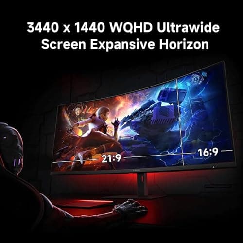 XIAOMI 34 inch Curved Gaming Monitor, 180HZ 1ms 1500R WQHD 2K 100% sRGB Desktop LCD Computer Screen PC Vertical HDMI Computer Monitors Ultrawide FreeSync Premium with DisplayPort Adjustable Stand 4