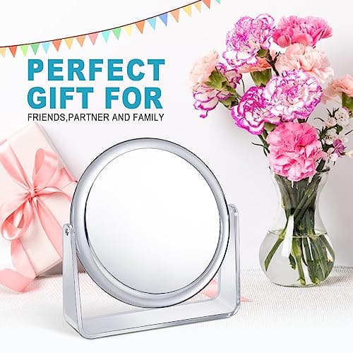 10X Vanity Mirror Makeup Mirror,1X/10X Magnification Double Sided Magnifying Mirror,360 Degree Swivel Desk Mirror,Portable Table Counter top Mirror for Bathroom Shaving Mirror,Gift for Women 6