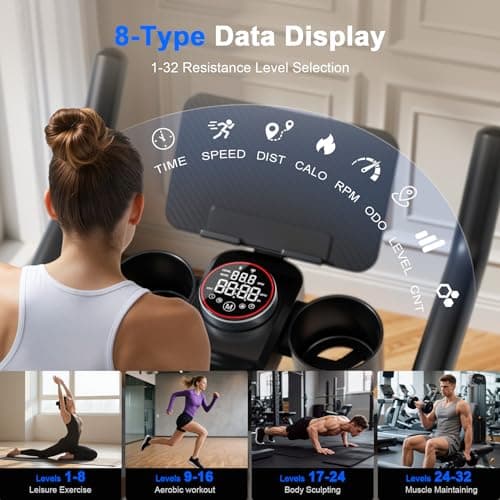 Lacuffy Indoor Cycling Bike - 32-Level Magnetic Resistance Stationary Exercise Bike with Adjustable Seat & Handlebars, Silent Belt Drive for Home Cardio (Fits Users 5'1" to 5'11", 300lbs Capacity) 5