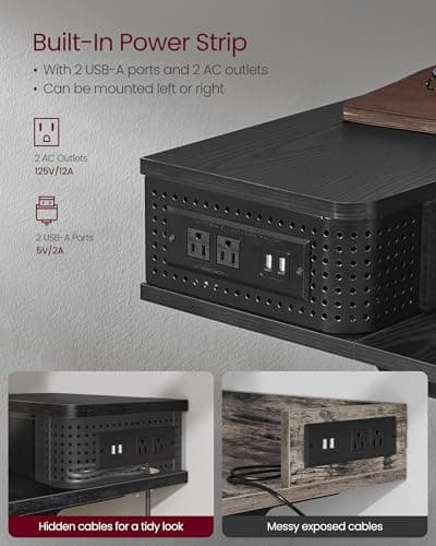 VASAGLE Electric Standing Desk with Drawers, 47.2 x 23.6 Inches, Sit Stand Desk with Power Outlet and LED Lights, Adjustable Height, Storage Shelf, 3 Memory Buttons, for Home Office, Ink Black 7