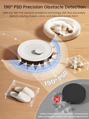 Lefant LiDAR Robot Vacuum and Mop, 75-Day Self-Emptying, 6000Pa Strong Suction, Customized Cleaning, Multi-Floor Mapping, 130 Min Runtime, 2.4G/5G WiFi/Alexa/APP/iWatch, M2L Plus 7