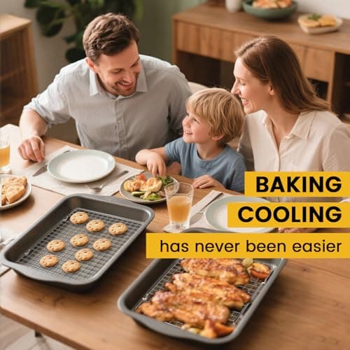 CUNSENR Cooling Rack for Baking and Cooking - 10" x 14.75" Stainless Steel Wire Rack - Heavy Duty Cooling Rack for Oven- Perfect for Jelly Roll Sheet & Cookie Pan, Roasting, Dishwasher Safe - 2 Pack 8