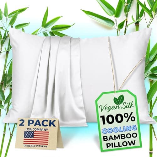 Vegan Silk - Anti Acne Pillowcase - King Size 20"x36" with Zipper, Premium 75% Viscose Derived from Bamboo, 25% Modal Blend, White, 1 Piece - Cooling Silky Satin Pillow Case - Oeko-TEX Certified