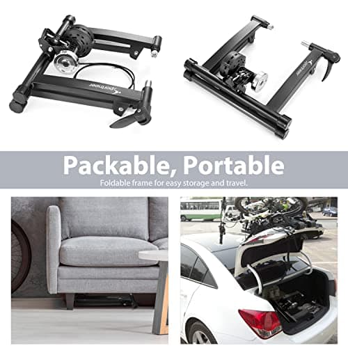 Sportneer Bike Trainer: 8 Level Resistance Magnetic Stationary Bike Stand for 26-28" & 700C Wheels - Bike Trainer Stand for Indoor Riding with Quick Release Lever & Front Wheel Riser Block 7