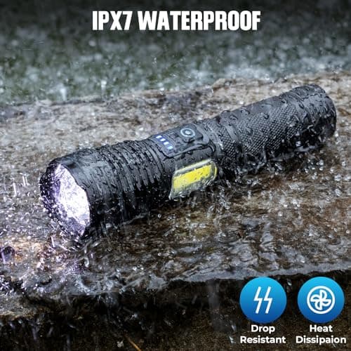 BERCOL Flashlight LED Rechargeable Flashlights High Lumens, 99,000 LM Super Bright Powerful Flashlight, High Powered Flash Lights Waterproof Handheld Flashlights for Home Camping Hiking(2 Pack) 7