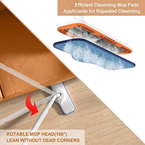 Newbealer Steam Mop & Detachable Handheld Cleaner, 250ml 1200W Powerful Floor Steamer, 3 Adjustable Levels for Hardwood Laminates Tiles Car, 7 Multi-purpose Accessories & 2 Washable Microfiber Pads 6