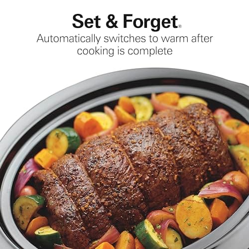 Hamilton Beach Portable 7 Quart Programmable Slow Cooker with Three Temperature Settings, Lid Latch Strap for Easy Travel, Dishwasher Safe Crock, Black (33474G) 5