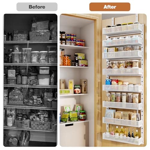 Pantry Door Organizers and Storage, 8-Tier Large Metal Heavy-Duty Frame Over the Door Spice Rack, 2 in 1 Wall-Mounted or Hanging shelf for Kitchen, Bathroom, Laundry Room, Bedroom, Closet &Nursery 7