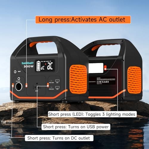 Portable Power Station, 266wh Power Generator 300W Lithium Battery, Power Station for Camping, Home Use, Outdoor, Emergency Backup With 110V Pure Sine Wave AC Outlet 5