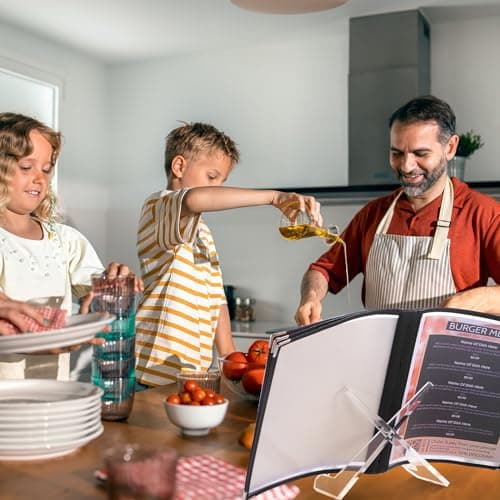 Menkxi Acrylic Cookbook Stand for Kitchen Counter Cookbook Recipe Book Holder for Multifunctional Display Tabletop Kitchen Counter Decor, 6.5 x 8.5 Inches(Clear) 6