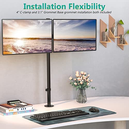 WALI Extra Tall Dual LCD Monitor Fully Adjustable Desk Mount Fits 2 Screens up to 27 inch, 22 lbs. Weight Capacity per Arm (M002XL), Black 5