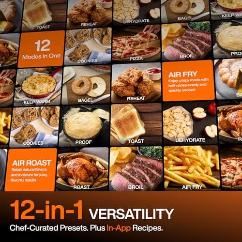 Typhur Sync Oven with Smart AI Wireless Meat Thermometer Probe, 12‑in‑1 Countertop Air Fryer Toaster Oven Combo, 360° Turbo Convection, Dehydrator, Recipe & 5 Accessories, Large 27QT, Stainless Steel 8