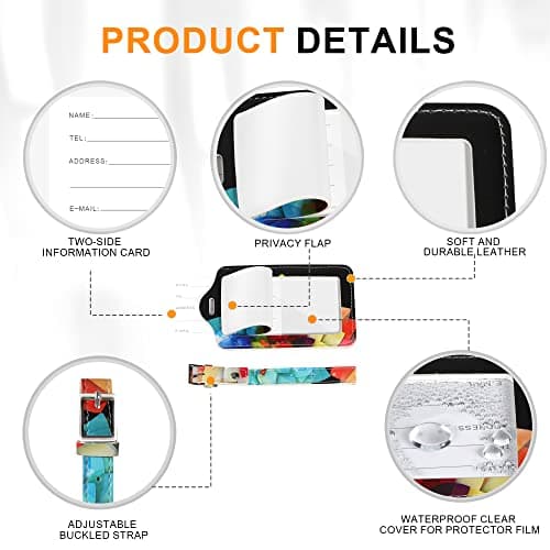 4 Pack Luggage Tag for Suitcases TSA Approved, Leather Suitcase Tags Identifiers, Cute Bag Name Travel Tags ID Labels for Women Men Cruise Airport Luggage Travel Essentials by Sodsay 5