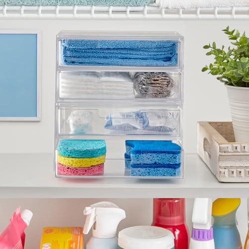 STORi Chloe Space-Saving Clear Drawer Organizer (4 Wide Drawers) Sort Office, Kitchen, Beauty Supplies, Makeup, Pens, Jewelry, Stationary, Made in USA 6