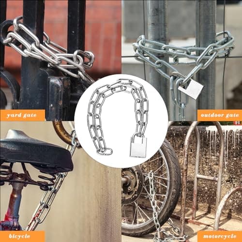 QBXMY7 40 inch/1 Meter Stainless Steel Security Chain Lock with Anti-Cut Padlock & 2 Keys - Heavy Duty Anti-Theft Protection for Bicycle, Motorcycle, Scooter, Door, Fence, Garage 6