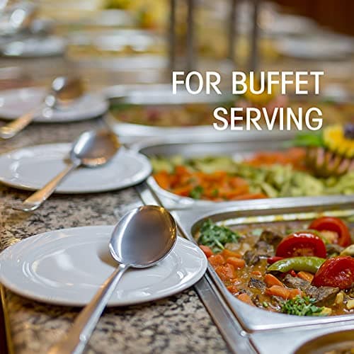 Stainless Steel Metal Serving Utensils - Large Serving sets - 10" Spoons, 10" Slotted Spoons, 10" Forks and 9" Tongs by Teivio (Silver, 12 - Pieces) 7