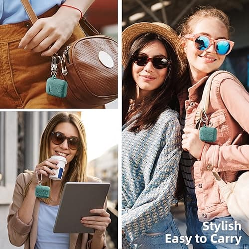 Lerobo Flower Engraved Cover for AirPods Case, Stylish Soft Silicone Protector with Keychain Compatible with Apple AirPod 1st/2nd Generation Charging Case, Front LED Visible, Pine Green 6