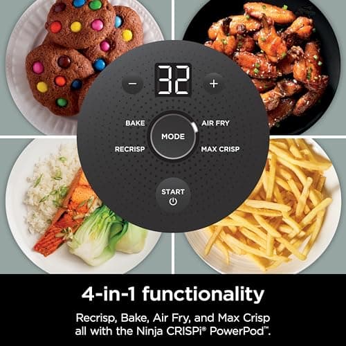 Ninja Crispi 4-in-1 Glass Air Fryer | 450°F | Non-Toxic | 4QT & 6-Cup Glass Containers w/Lids | Microwave, Freezer, Dishwasher Safe | Max Crisp, Air Fry, Bake, Recrisp | Green | FN101SG 8