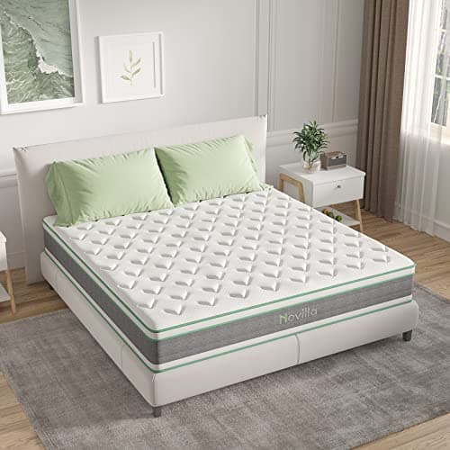 Novilla King Mattress 12 Inch Hybrid Mattress in a Box, Innerspring Mattresses with Gel Memory Foam for a Cool Sleep, Pressure Relief, Medium Firm with Pillow Top, Groove 7