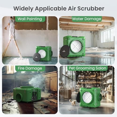 Waykar 550 CFM Air Scrubber for Commercial, Industrial, Home - Purifier, Negative Air Machine, HEPA Scrubber for Water Damage Restoration, with 3 Stage Filtration, MERV-10 Filter, HEPA/Carbon Filter 9