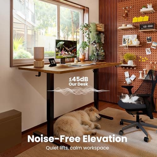 ErGear Height Adjustable Electric Standing Desk, 48 x 24 Inches Sit Stand up Desk, Memory Computer Home Office Desk, Vintage Brown 9