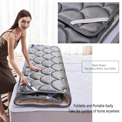 UMN Mattress Topper King Size - Soft Foldable Memory Foam Mattress Pad - 2 Inch Thin Cooling Breathable Mattress Protector for Back Pain Pressure Relief 4
